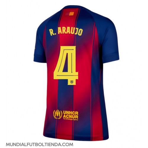 Camiseta Barcelona Ronald Araujo #4 Primera Equipación Replica 2025-26 para mujer mangas cortas